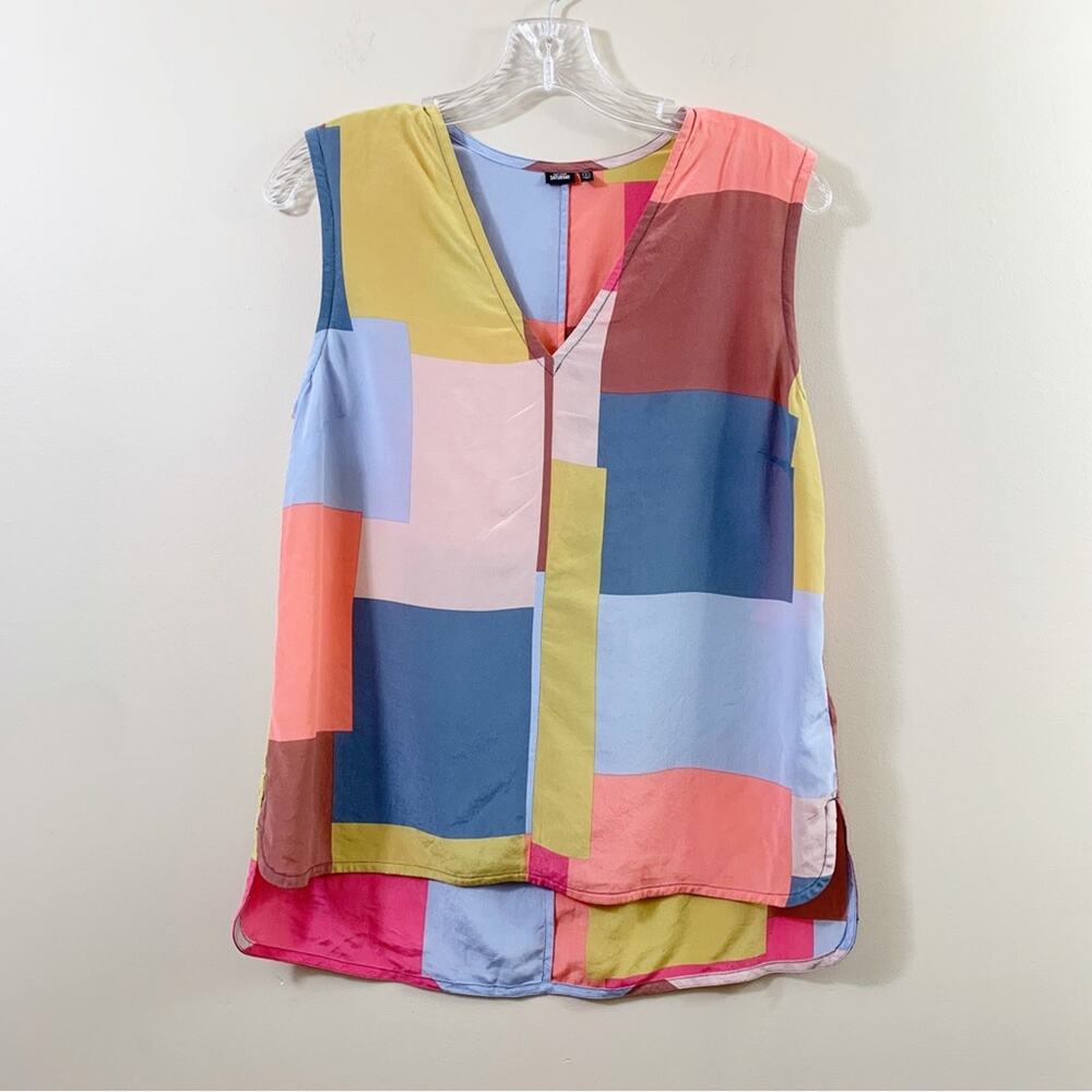 Kate Spade Silk Multi-Color Color Block Sleeveless Top